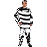Men's Plus Size Prisoner Costume Striped Prison Jail Suit