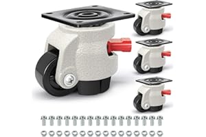 W B D WEIBIDA Leveling Casters Heavy Duty with Upgraded Ratchet Handle Design, 360 Degree Swivel Castor Wheels, Adjustable Casters with Feet for Workbench, Machine, Total Capacity 2200 Lbs (4 Pack)