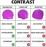 Nepfaivy Kids Swimming Cap Silicone 6-14 Purple Non-Slip Comfort view 7