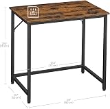 VASAGLE Office Desk Table Workstation 80 x 50 x 75 cm Black Rustic Brown view 3