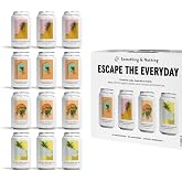 Something &amp; Nothing Flavored Sparkling Water, Variety Pack, 12 Oz, 12-Pack | Lightly Carbonated, Full Flavoured with Added Grape &amp; Lemon Juice | Vegan &amp; Low Calorie Soda | 355ml Cans