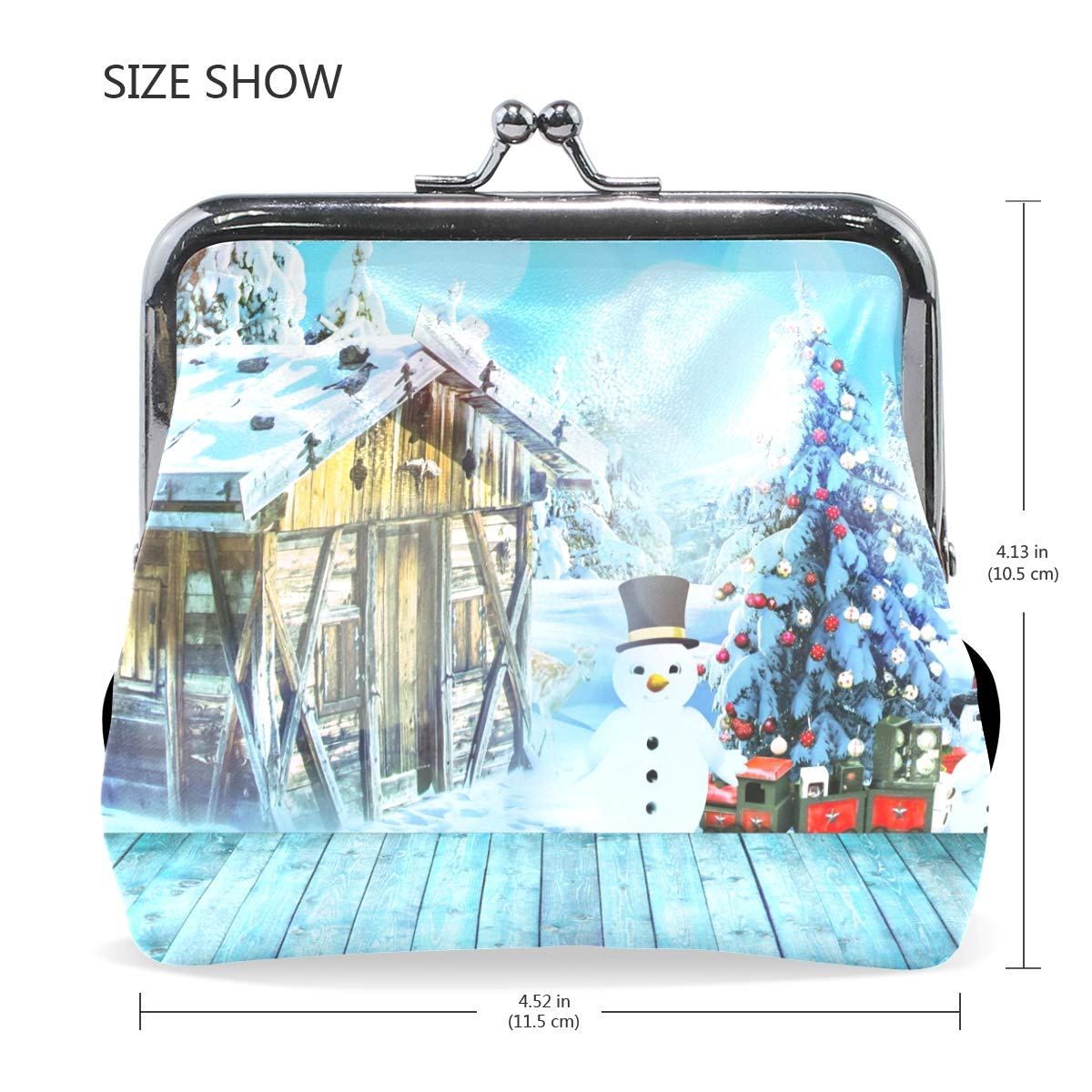 Amazon Com Dragon Sword Blue Christmas Log Cabin Snow Coin Purse