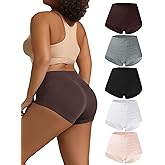 Hotcom High Waisted Underwear for Women Seamless Stretch Full Coverage Briefs Womens Panties 5 Pack