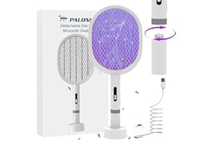 PALONE Electric Fly Swatter, Type-C Rechargeable Bug Zapper Racket, Detachable, Handheld and Auto Zap Mode, 4000V Mosquito Swatter, Fly Zapper, Mosquito Killer for Indoor Outdoor (1 Pack)
