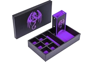 KSNDie 4 in 1 Dice Storage Box, Portable Dice Tower D&D Rolling Tray Leather Holder Case for Role Playing Games and Other Tabletop Game