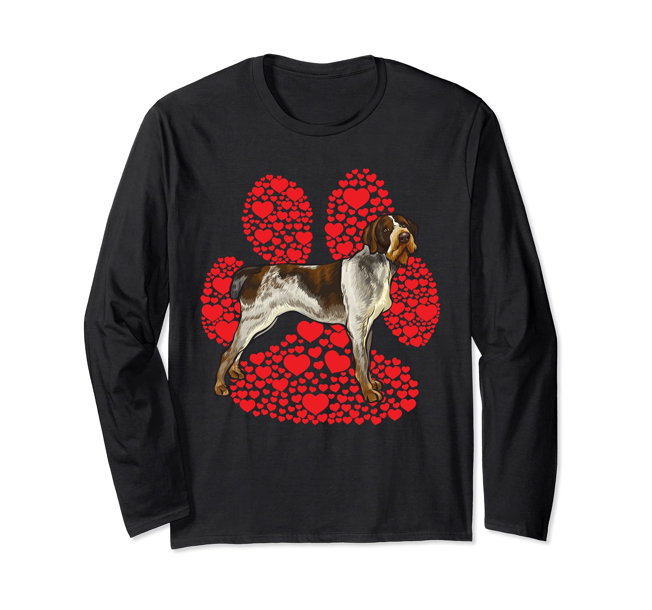 German Wirehaired Pointer Valentines Day Dog Love Paw Long Sleeve T-Shirt