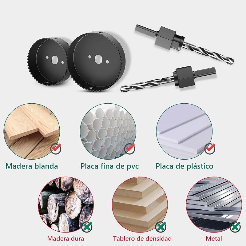 HYCHIKA Corona Perforadoras, 19 piezas Juego de sierras de copa circular con 13 sierras Ø19-127mm, taladro ideal para tableros de madera finos, placas de PVC y plástico