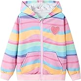 Julerwoo Toddler Girls Zip Up Sweatshirt Hoodie Cute Graphic Prints Zipper Hooded Tops