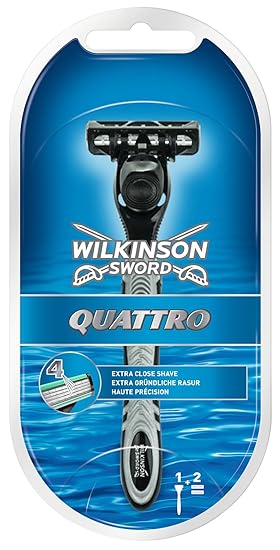 Wilkinson Sword Quattro Herren Rasierer mit 2 Rasierklingen, 1 St