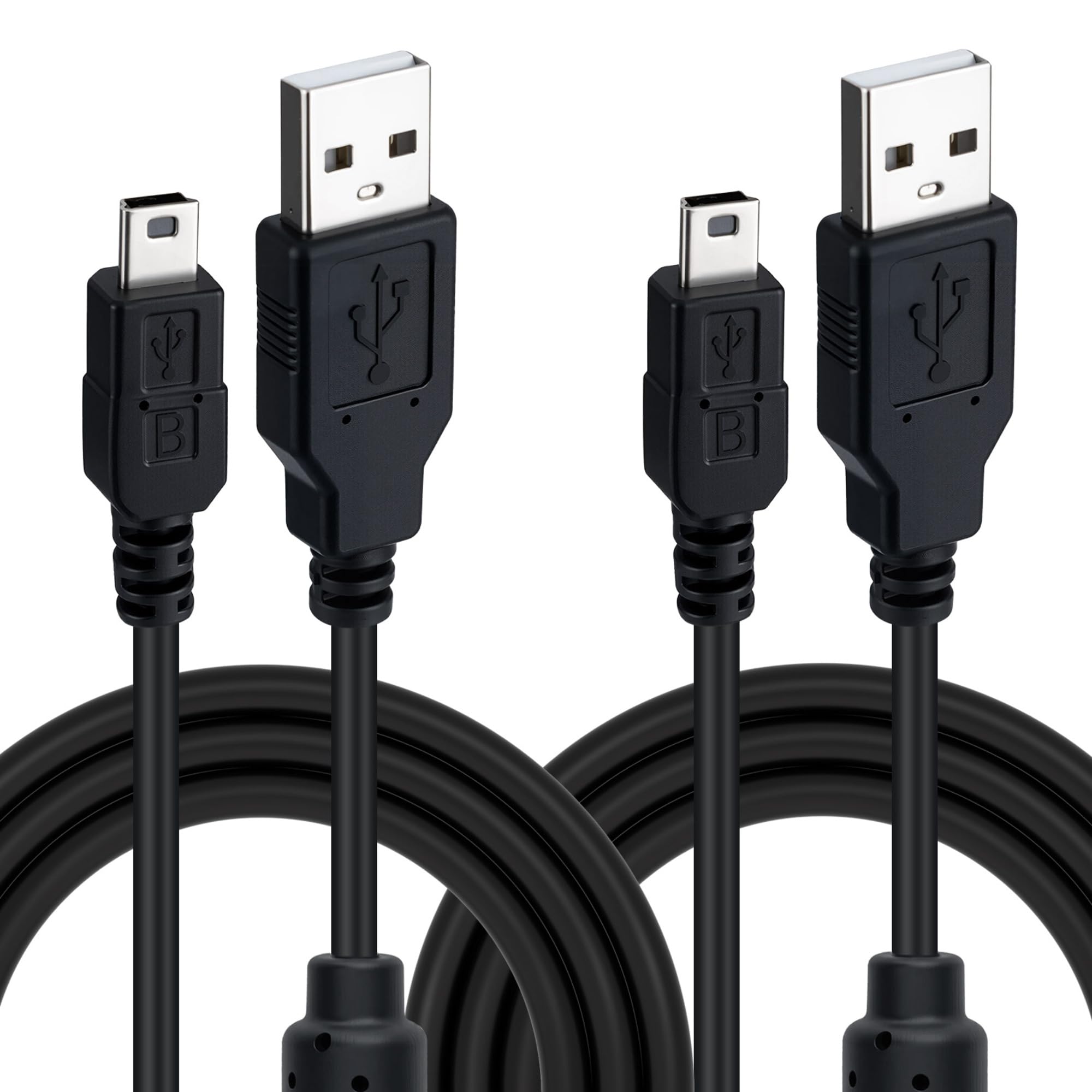 Mcbazel 2Pack 10ft Mini USB Cable for PS3 Controller Charger, USB 2.0 to Mini B Charging Cord, Data Transfer Compatible with Playstation 3, TI-84 Plus CE, GoPro Hero 3+, Garmin GPS, Cameras,MP3 Player