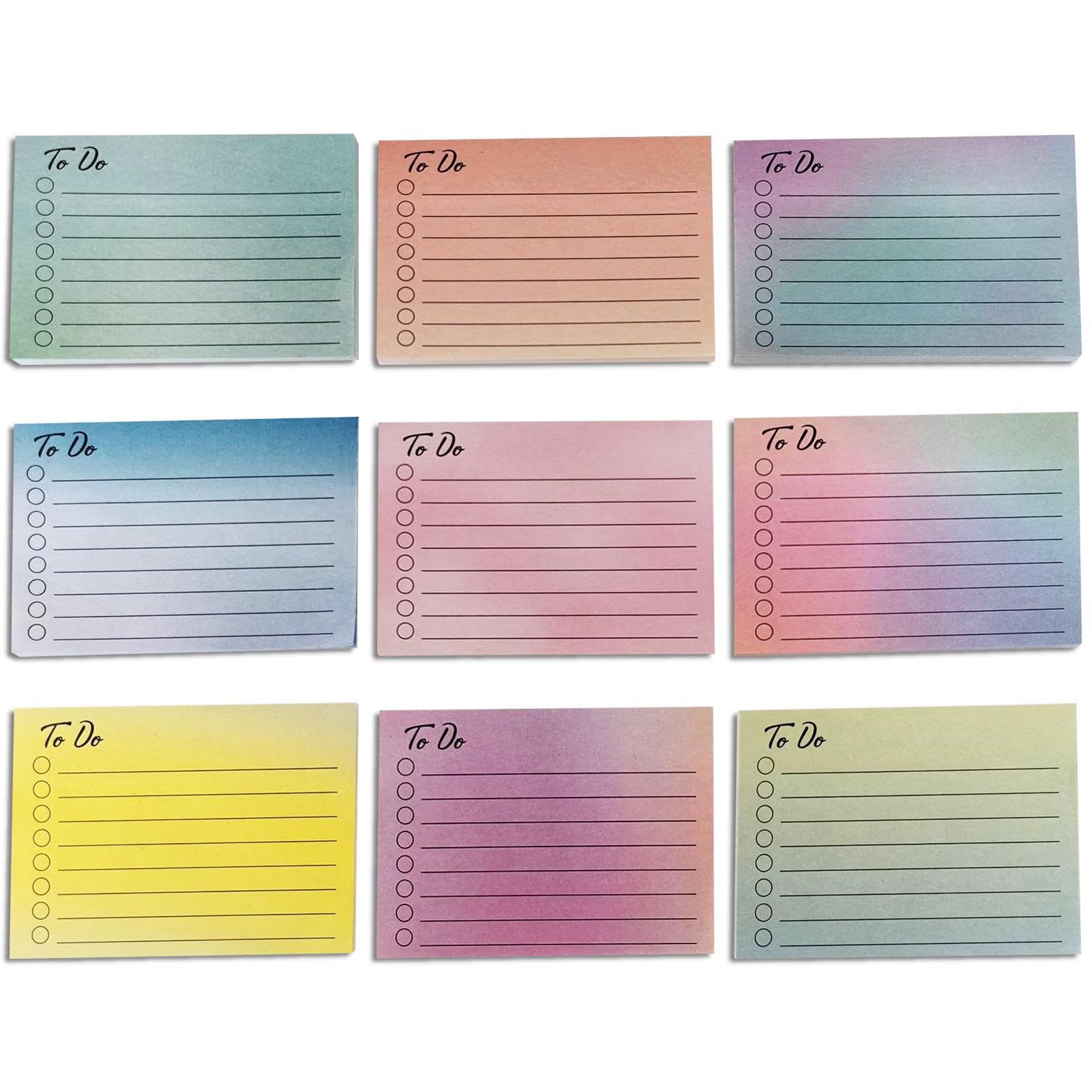9 PCS to Do List Sticky Notes, 450 Sheets Self-Stick Sticky Notes, Colorful Sticky Notes Pad with Lines, 10x7cm Do List Notepads,Colourful Memo Sticky Notes for Office Home School Meeting
