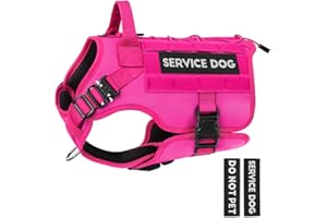 PETNANNY Tactical Dog Harness - Service Dog Harness Emotional Support Dog Vest for Medium Large Dogs, No Pull ESA Dog Vest with Hook & Loop, Working Molle Vest for Training Huntin(Pink,M)