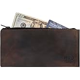 Hide & Drink, Rectangular Wallet with Inner Card Slots, Zippered Bag, Rustic Card Holder, Travel Accessory, Full Grain Leather, Handmade, Bourbon Brown
