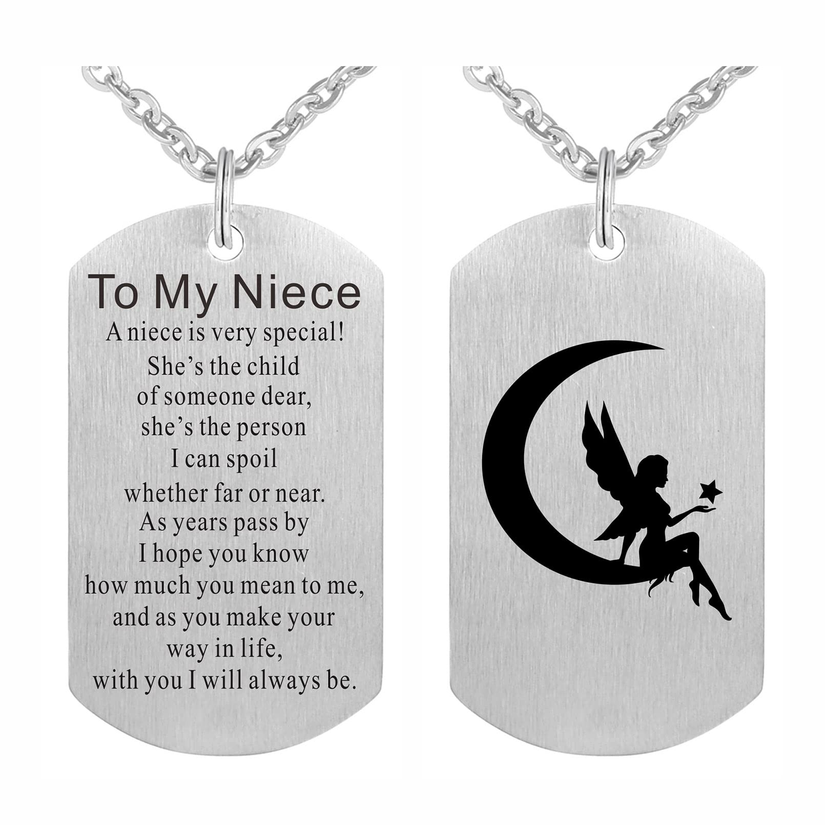 FALOGI Niece Necklace from Auntie, To My Niece Gifts Dog Tag, Jewellery Gifts for Girls