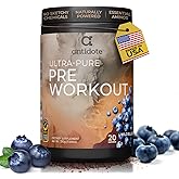 Antidote Clean Pre-Workout Powder - Natural Energy & Focus Booster with Beetroot, Creatine & Beta-Alanine - No Artificial Additives - Vegan, Keto-Friendly Supplement - Wild Blueberry - 20 Servings
