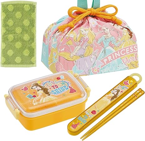 Amazon スケーター ハーフタオル付 美女と野獣 ベル 角型お弁当箱 箸 箸箱巾着セット 巾着はディズニープリンセス柄 弁当箱 オンライン通販