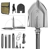 Zune Lotoo Tactical Shovel Survival Kit, 18 in 1 Compact Camping Shovel Folding Multitool High-Carbon Steel for Lightweight Hiking Survivalist Emergency with Bag
