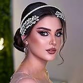 Mpoikba Wedding Hair Pieces for Brides, Handmade Bride Headband, Bridal Hair Accessories Rhinestone Headpiece for Women(Silver)
