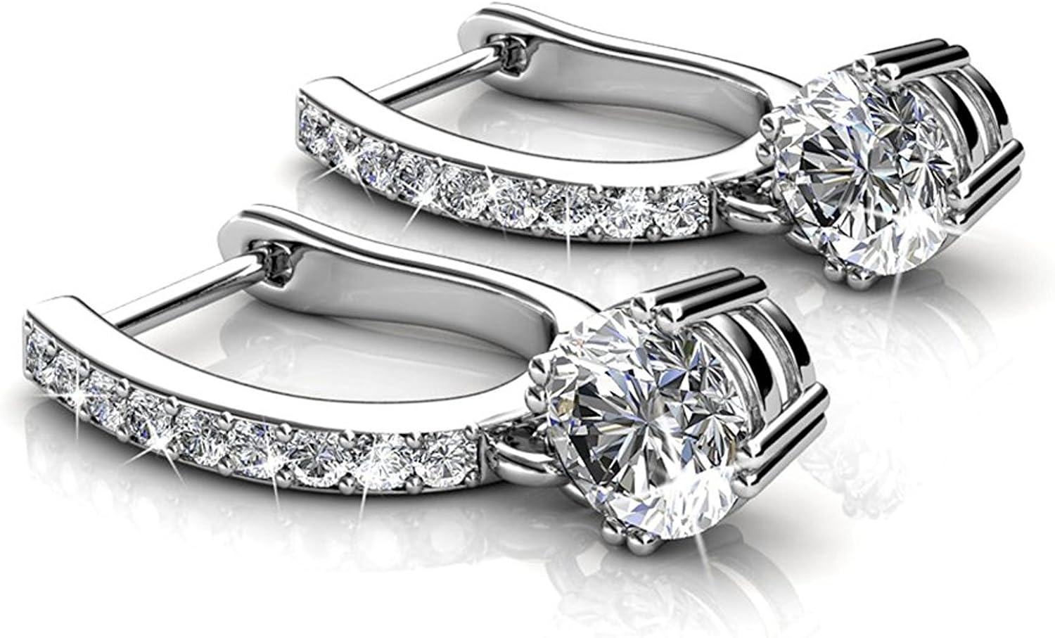 LILOVE Hoop Loop Earrings 925 Sterling Silver with Element Crystal Sparking Jewellery for Mother/Women Girl/Partner & Wife - Image 3
