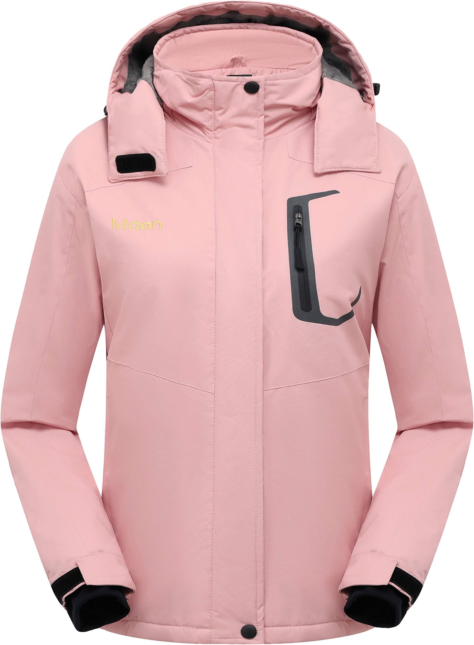 Mden Women's Waterproof Ski Jacket Outdoor Windproof Fleece Insulated Snowboard Rain Jacket