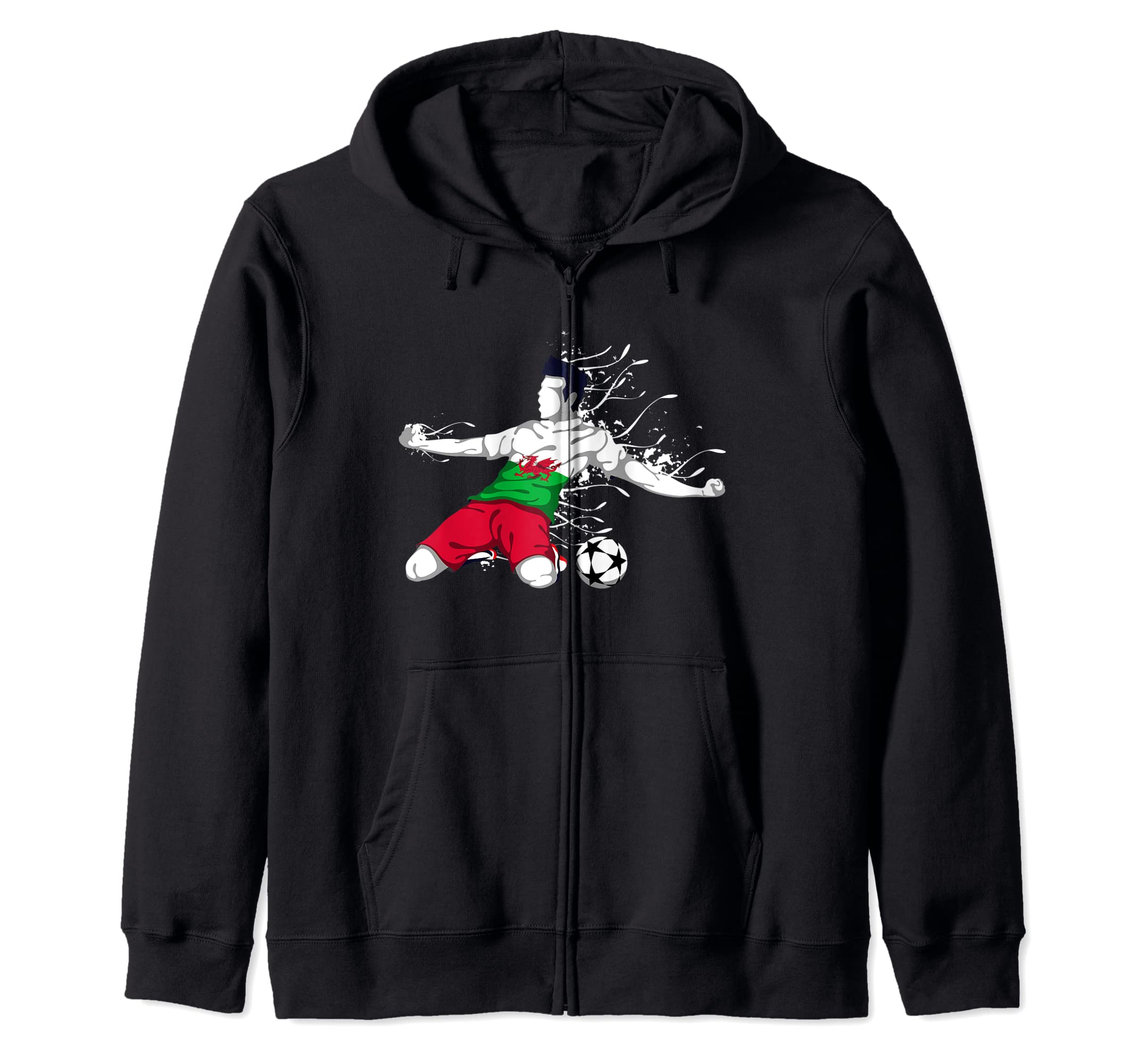 Wales Soccer Fans Jersey Welsh Football Lovers National Flag Zip Hoodie