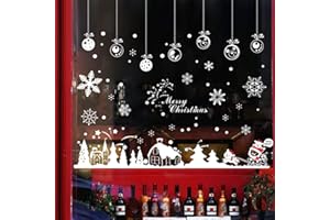 HIDREAS Hidreams 153 PCS Christmas Window Decals Stikcers, Xmas Snowflake Window Clings 8 Sheets