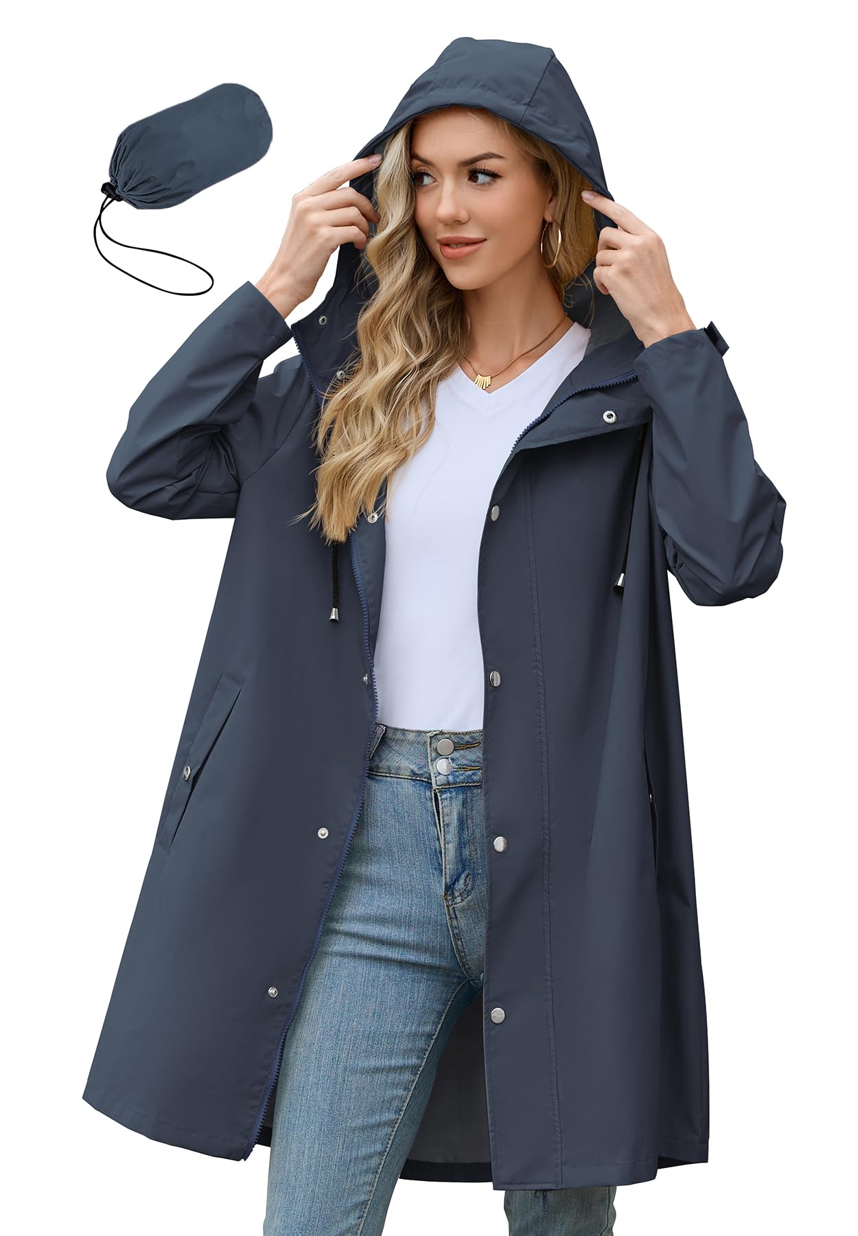 Zando Womens Plus Size Rain Jacket with Hood