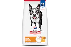 Hill's Science Diet Light , Adult 1-6, Weight Management Support, Small Kibble, Dry Dog Food, Chicken & Barley, 15 lb Bag