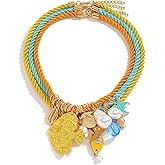 Dvacaman 3Pcs Boho Layered Pendant Rope Necklace for Women, Summer Beach Heart Sun Daisy Flower Pendant Necklace Jewelry Gift for Beach Party Festival