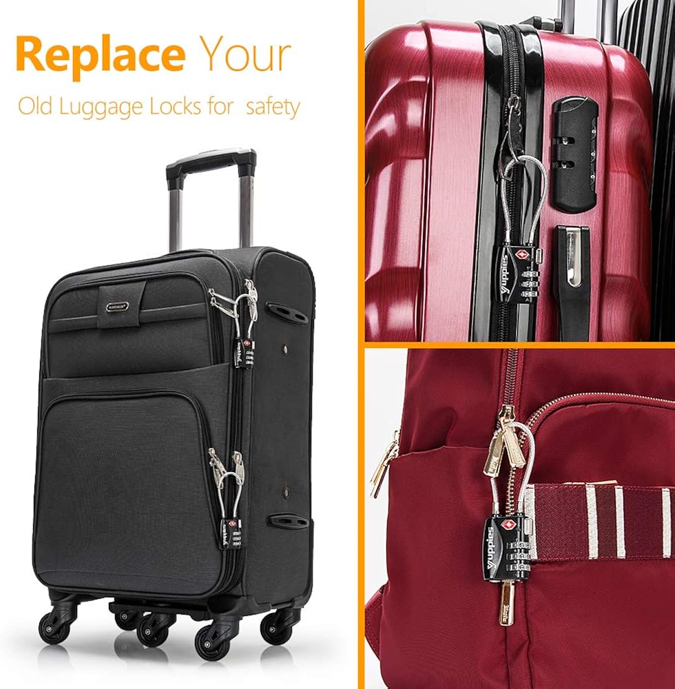  | Black 2 Pack Luggage Locks TSA Approved, Suitcase Lock for Backpack | Luggage Locks
