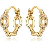 MEVECCO Gold Hoop Earrings for Women 18K Gold Plated Hoop Earrings Cute Cubic Zircon Handmade Hoop Earrings for Her Minimalist Everyday Jewelry