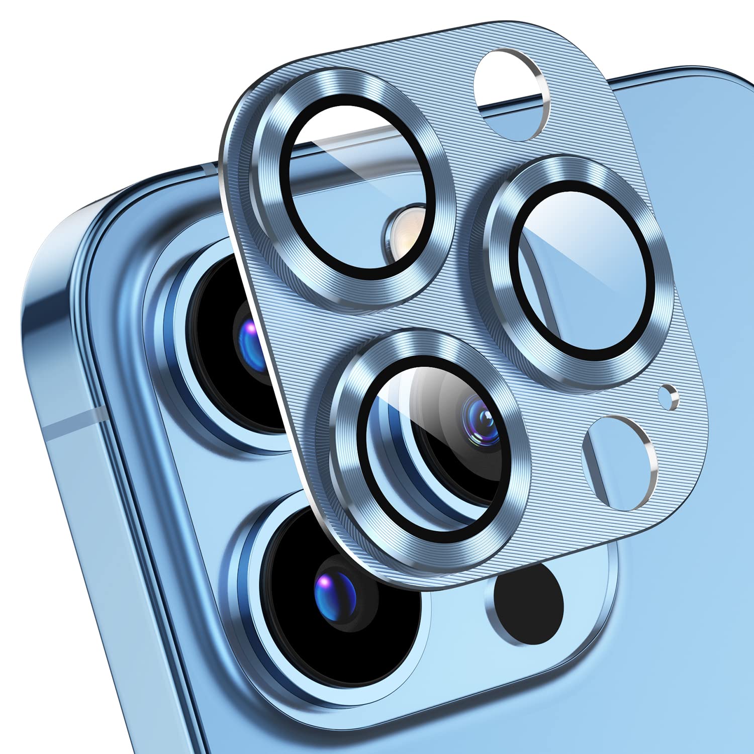 Korecase [2 Pack] for iPhone 13 Pro Max/iPhone 13 Pro Camera Lens Protector Tempered Glass Camera Cover,Strong Adhesion Rear Camera Lens Case Friendly for iPhone 13Pro /iPhone 13 ProMax,Sierra Blue