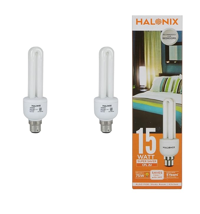 Halonix Base B22 15-Watt CFL (Pack of 2, Cool Day Light)