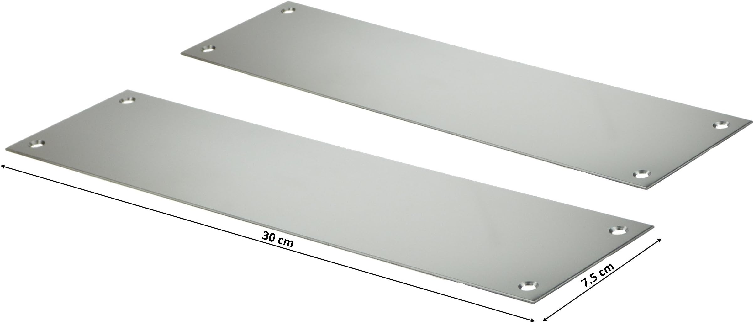 2 X Stainless Steel Slim Fingerplate Finger Door Plate Pull Push Entert - 30 cm