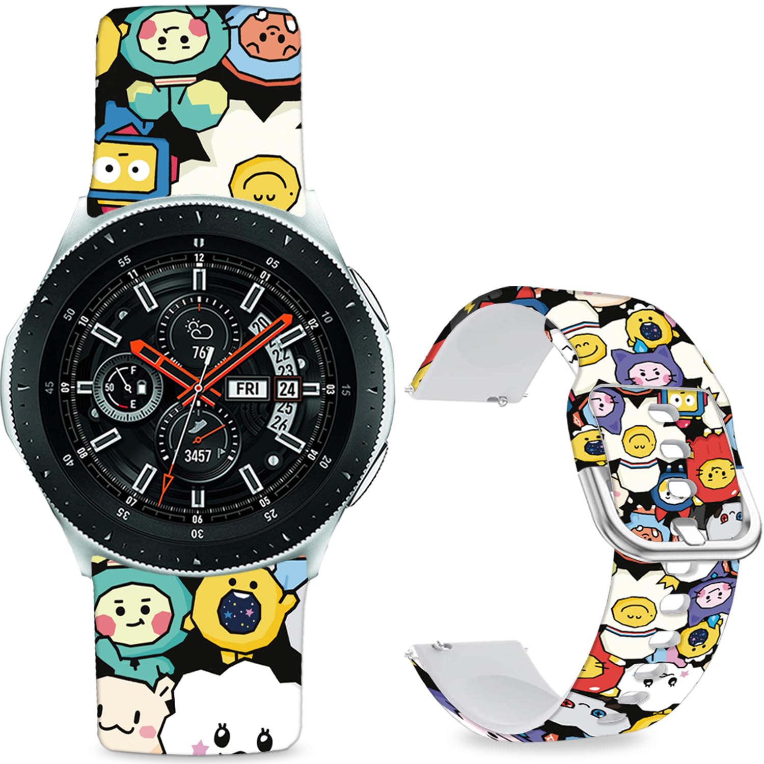 Sjiangqiao Pattern Printed Bands Compatible with Samsung Galaxy Watch 7/FE/6/5/4 40mm 44mm/Galaxy Watch 6 Classic 47mm 43mm,20mm Soft Silicone Strap Wristband for Men Women. (Egg Party)