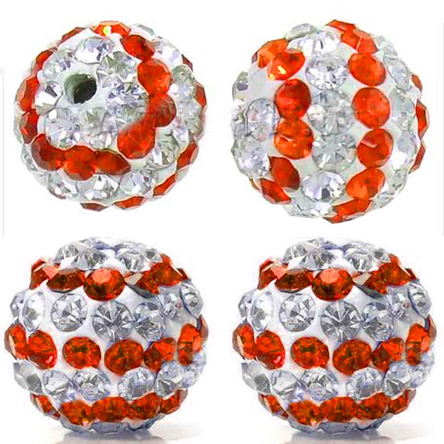 RUBYCA Stripes Czech Crystal Disco Ball Clay Beads fit Shamballa Jewelry (100pcs, 10mm, Orange)