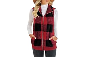 Womens Fleece Vest, Casual Sleeveless Fuzzy Vest Outwear Coat