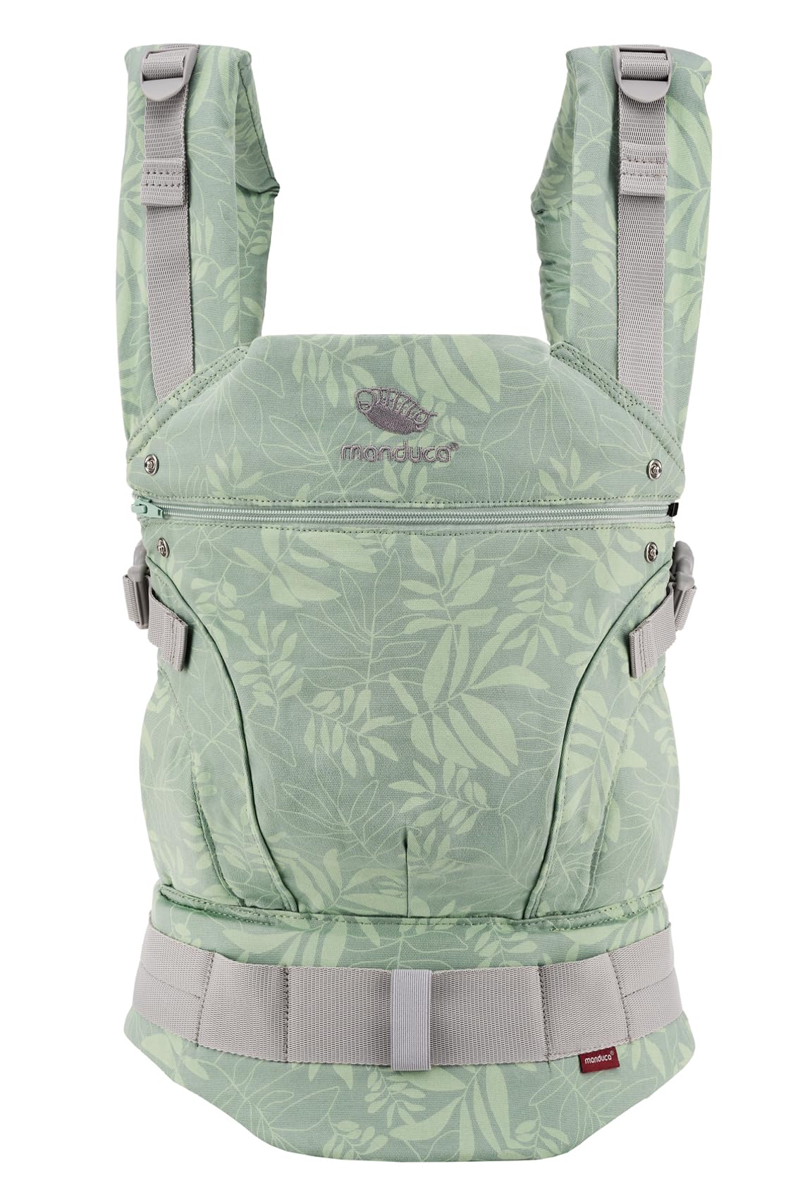manduca First Babytrage - Verstellbarer und vielseitiger Tragesitz für Babys und Kleinkinder (3,5-20 kg) - Babytrage mit Front-, Hüft- und Rückentragefunktion ,Botanic Green