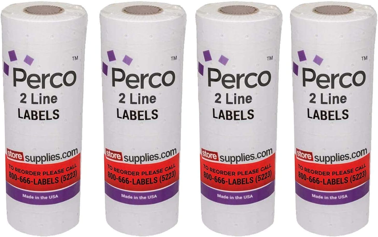 White Labels for Perco 2 Line Labeler Gun - 1 Sleeve, 6, 000 Labels- with Bonus Ink Roll : Office Products