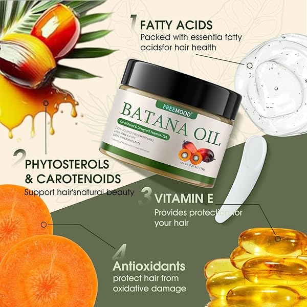 RAW BATANA OIL FOR HAIR GROWTH, 100% NATURAL & PURE, DR. SEBI BATANA OIL RAW FROM HONDURAS UNREFINED AND ORGANIC, CARE FOR HAIR THICKNESS, SCALP & SKIN, WITH SMALL SCOOP, 4.23 OZ / 120G