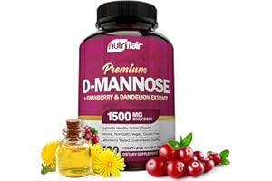 NutriFlair D-Mannose 120 Capsules, 1500mg - with Cranberry and Dandelion Extract - Natural Urinary Tract Health UTI Support - Best D Mannose Powder - Flush Impurities, Detox Body, for Women and Men