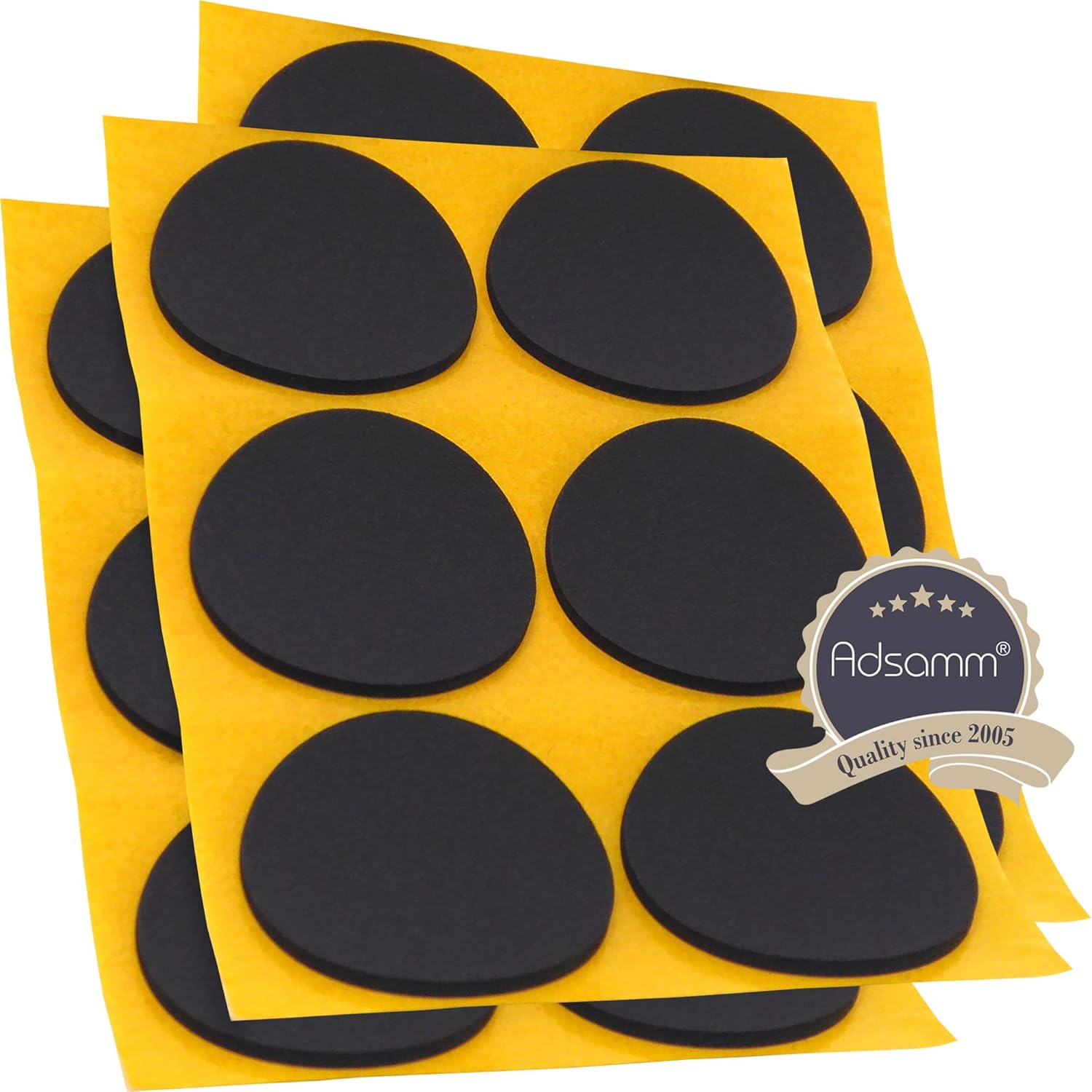 Adsamm® / 18 x self-adhesive anti-slip pads made of EPDM cellular rubber/ø 2.76'' (ø 70 mm) / Black/round / 0.098'' (2.5 mm) thick anti-slip glides - Image 3