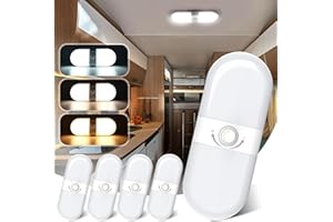 LEMOLIFYS 1700LM Bright LED RV Light Interior 5 Pack, 180 LEDs Rv Lights Interior 12v Fixture with 3 Color Temperature, RV Ceiling Double Dome Light with Dimmable Button Camper Lights for RV Car Camper Trailer