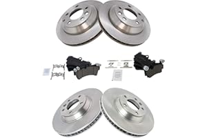 TRQ Front and Rear Brake Pad & Rotor Kit Brake Pads Brake Rotor Ceramic Compatible with 2007-2015 Audi Q7 2003-2010 Porsche Cayenne 2004-2008 Volkswagen Touareg