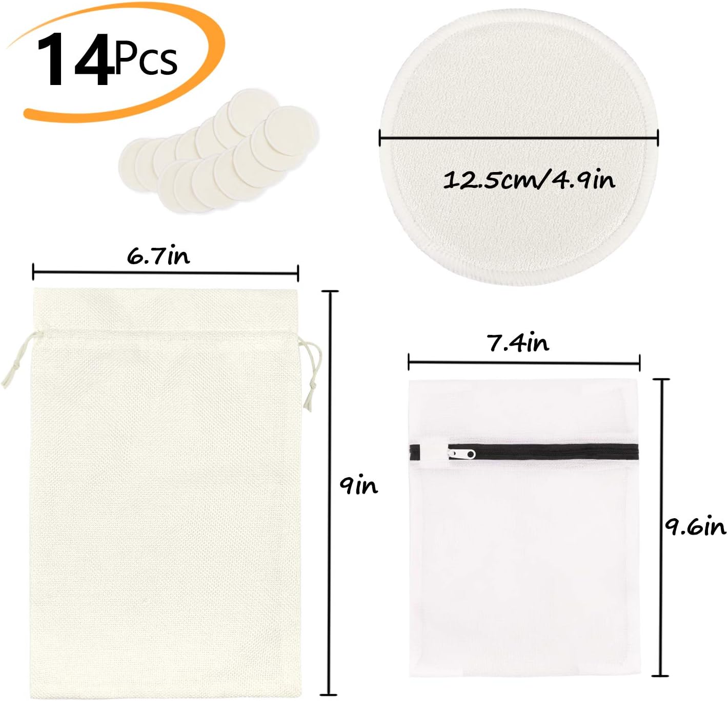PHOGARY 14 PCS Washable Nursing Pads, Reusable Organic Bamboo Breast Pads with Laundry Bag and Storage Bag, Soft, Absorbent - Image 3