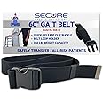 Secure Transfer and Walking Gait Belt 60 inch with Quick Release Clip Buckle and Loop Holder, Black - Medical Gate Standing Assist Lift Aid for Elderly Patients, Physical Therapy, Nurse, Caregiver