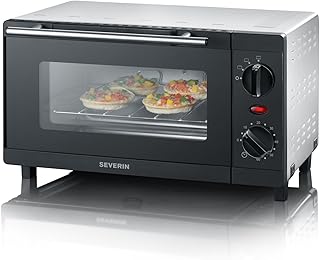 SEVERIN TO 2052 Back- und Toastofen (800 W, Inkl. Grillrost und Backblech, 9 L) silber /schwarz