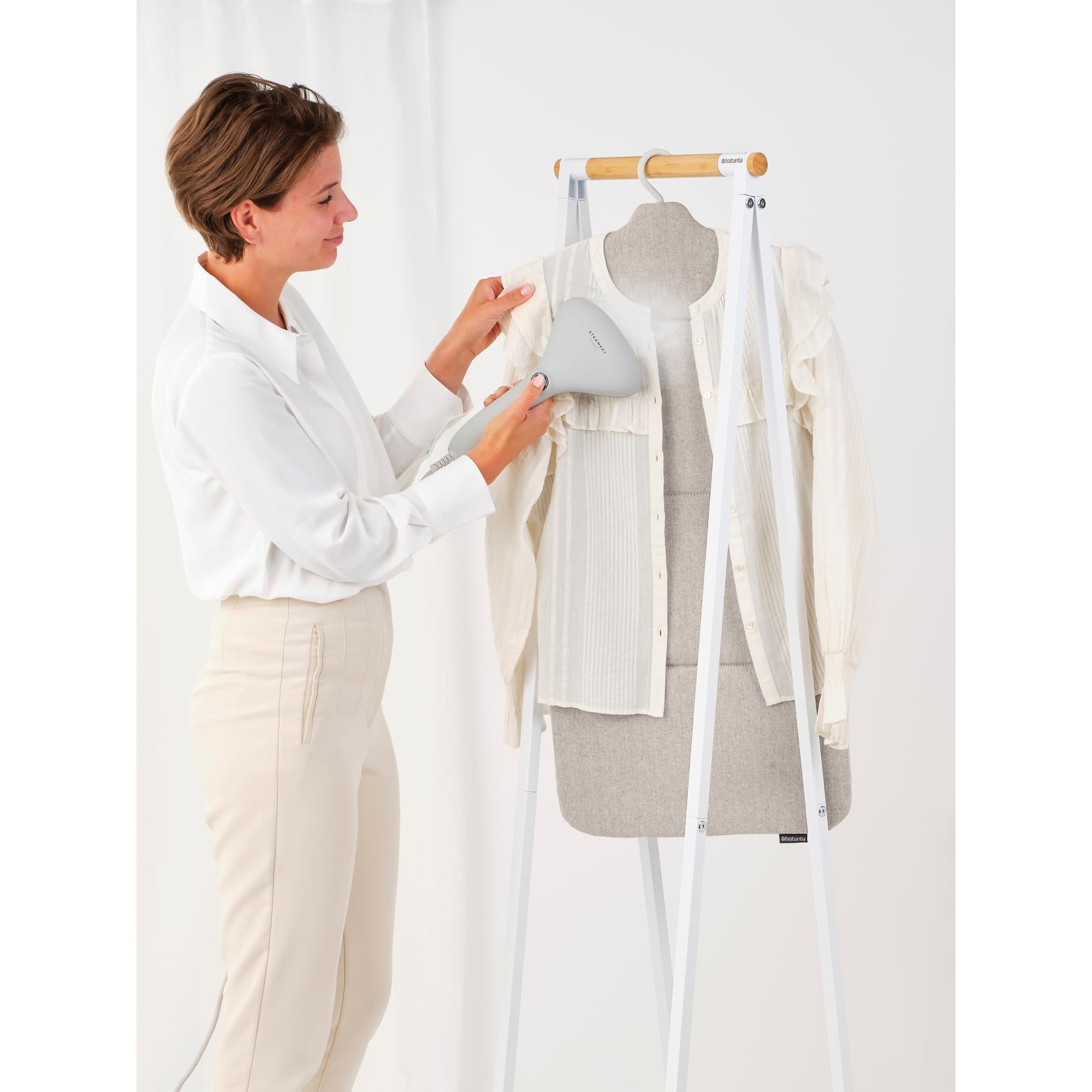 Brabantia - Foldable Steam Board - for High Pressure Clothes Steaming - Solid Heat Resistant Surface - Versatile Hanging Hook - Easier Steaming with Handheld Steamers - 36 x 16 inches - Gray