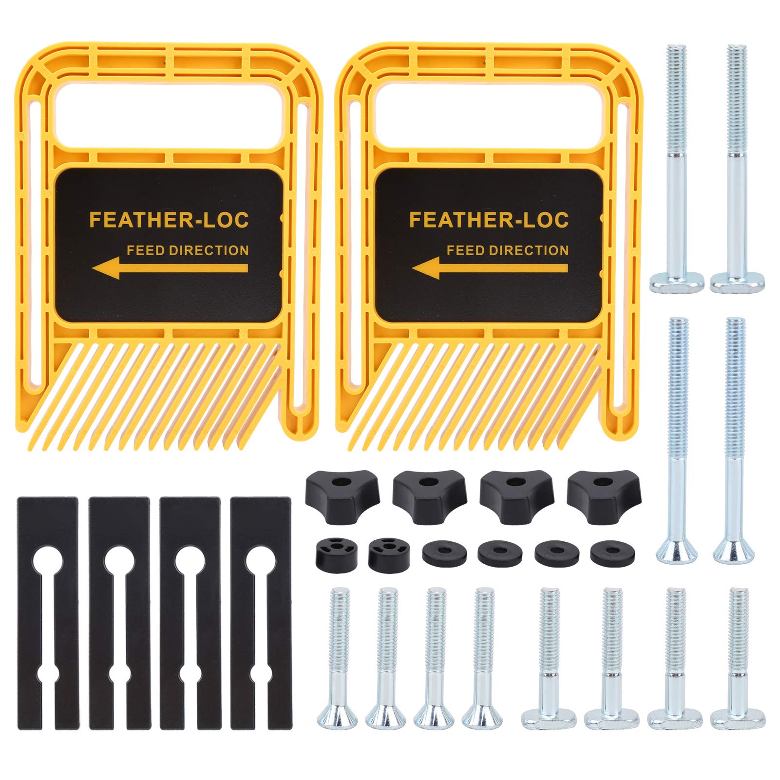 Adjustable Universal Featherboard Woodworking Safety Device for Table Saws Miter Saws Band Saws Router Tables Fences (Yellow)