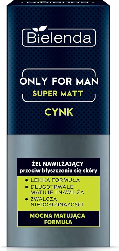 Bielenda Only For Men Super Mat Gel 50ml - Regulates Sebum, Shrinks Pores,